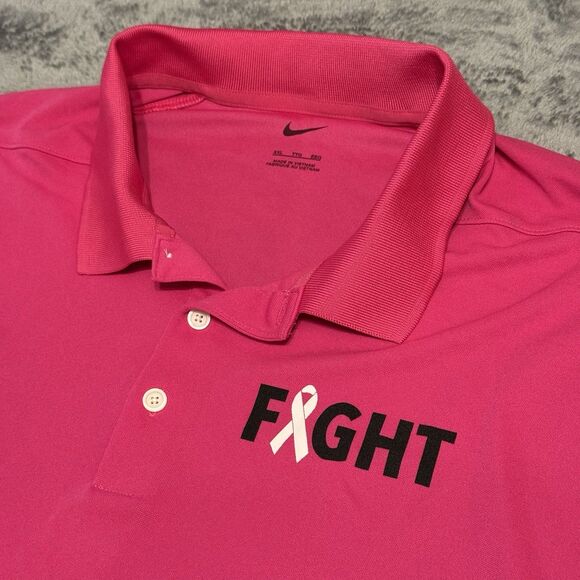 Nike Men’s Pink Polo Fight Breast Cancer Support Size XXL 2XL - Picture 1 of 7